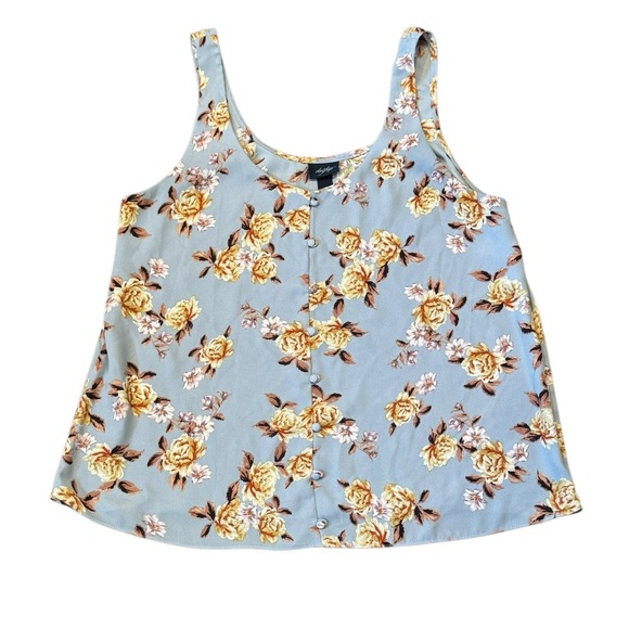 Daytrip Floral Blue Flowy Tank Top Large - Picture 1 of 5